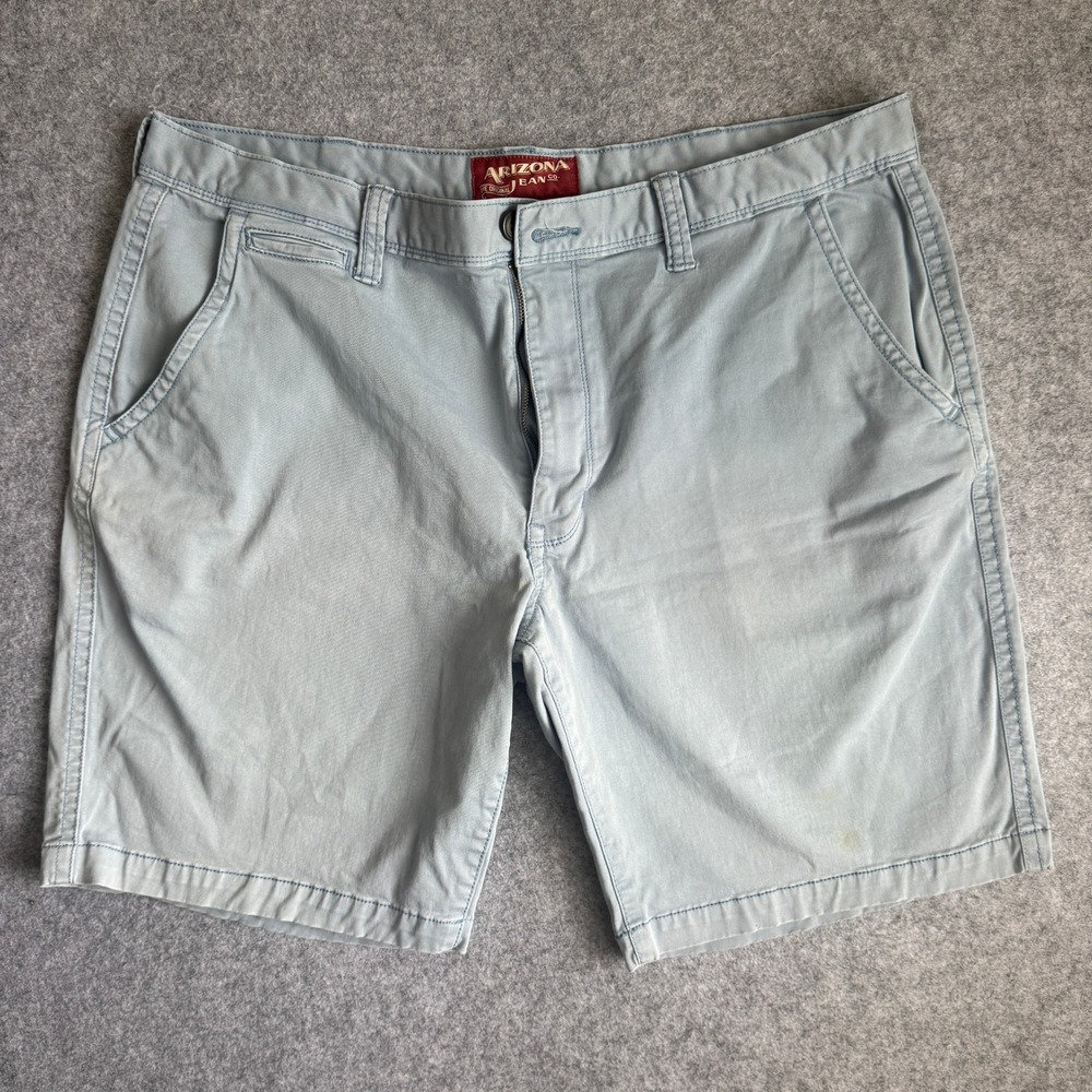 Arizona Jean Co Men Flex Chino Shorts 40 Light Blue Stretch Classic Fit Casual